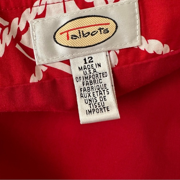 TALBOTS Vintage Red Cotton Nautical MIDI Wrap Skirt Americana Graphic Size 12 - Picture 11 of 14